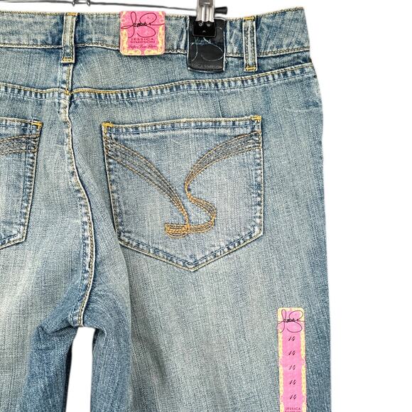 Jessica Simpson Paper Love Flare Light Wash Embroidered Distressed Jeans Size 14 - Picture 3 of 8